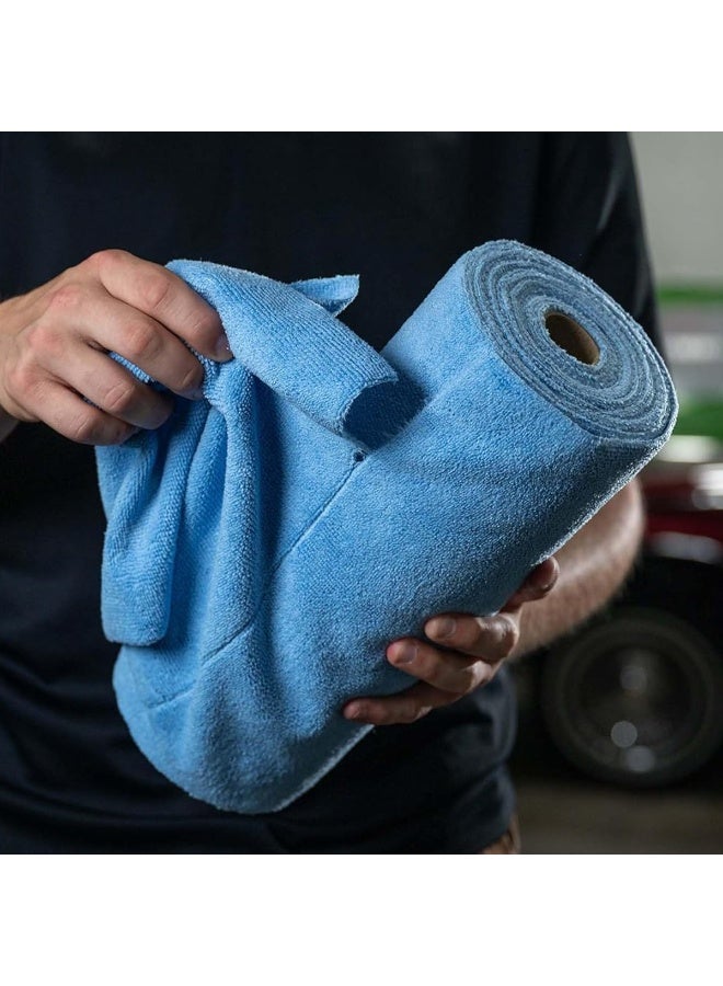 Agc Blue Microfiber Cleaning Cloth Roll 30x30cm 30PCS Reusable Tear Away Towels Super Absorbent Lint Free Scratch Free Quick Dry Soft Durable Multipurpose Kitchen Car Glass Window Floor Home Cleaning Heavy Duty Microfibre Wipes Eco Friendly - Image 3